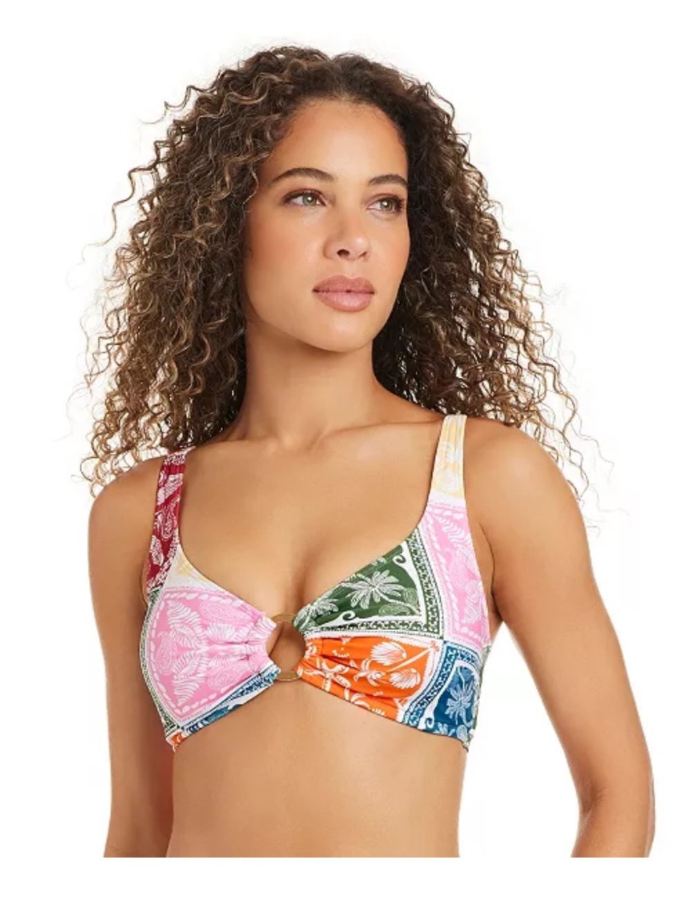 Multicolor Ring-Front Bikini Top - Women Swim, Bar III, size M